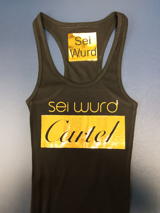 Woman's SEi WURD Cartel "LIMITED EDITION" GOLD print Fitness Tank-Top